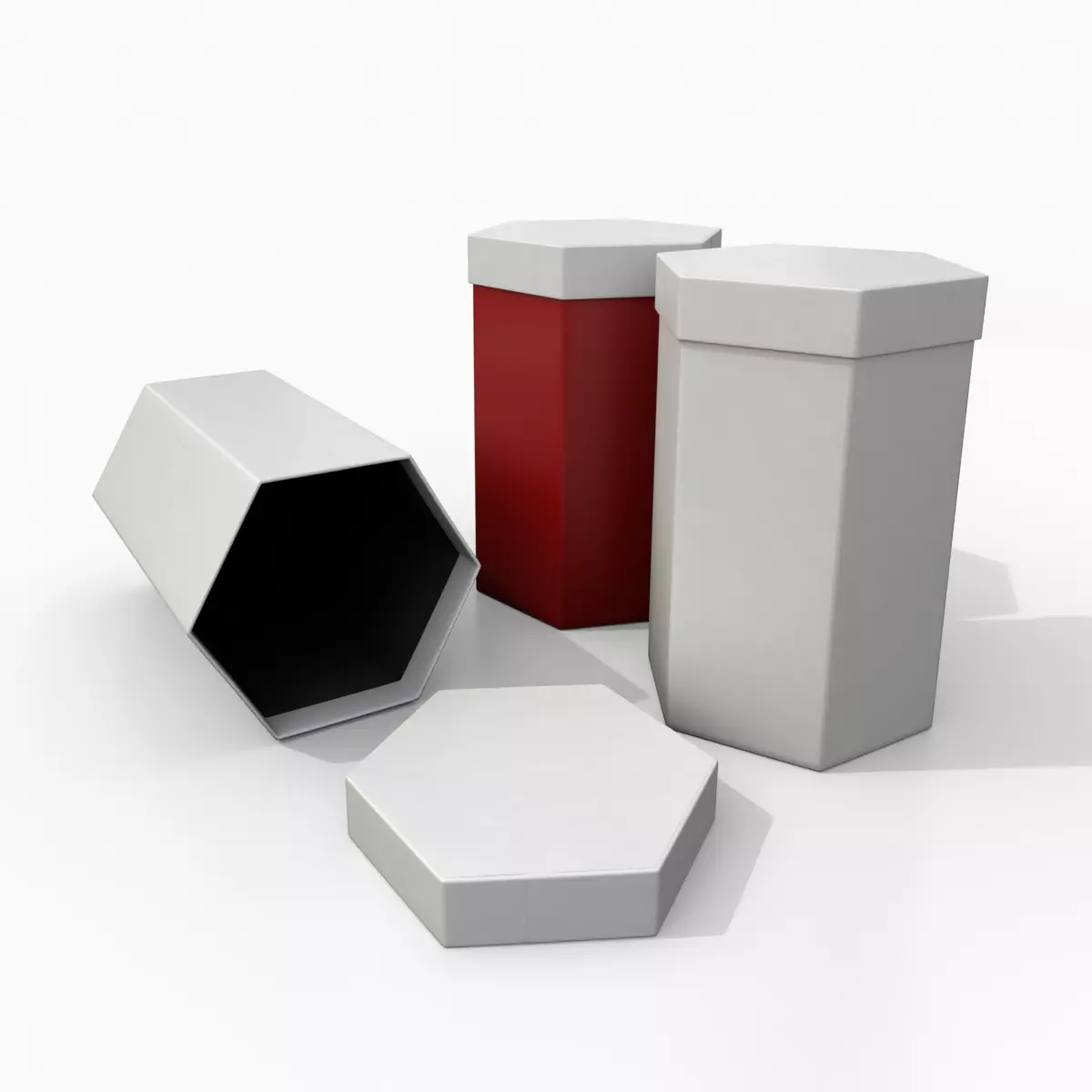 Rigid Box - Tall Hexagon with Lift-Off Lid Low-poly 3D model