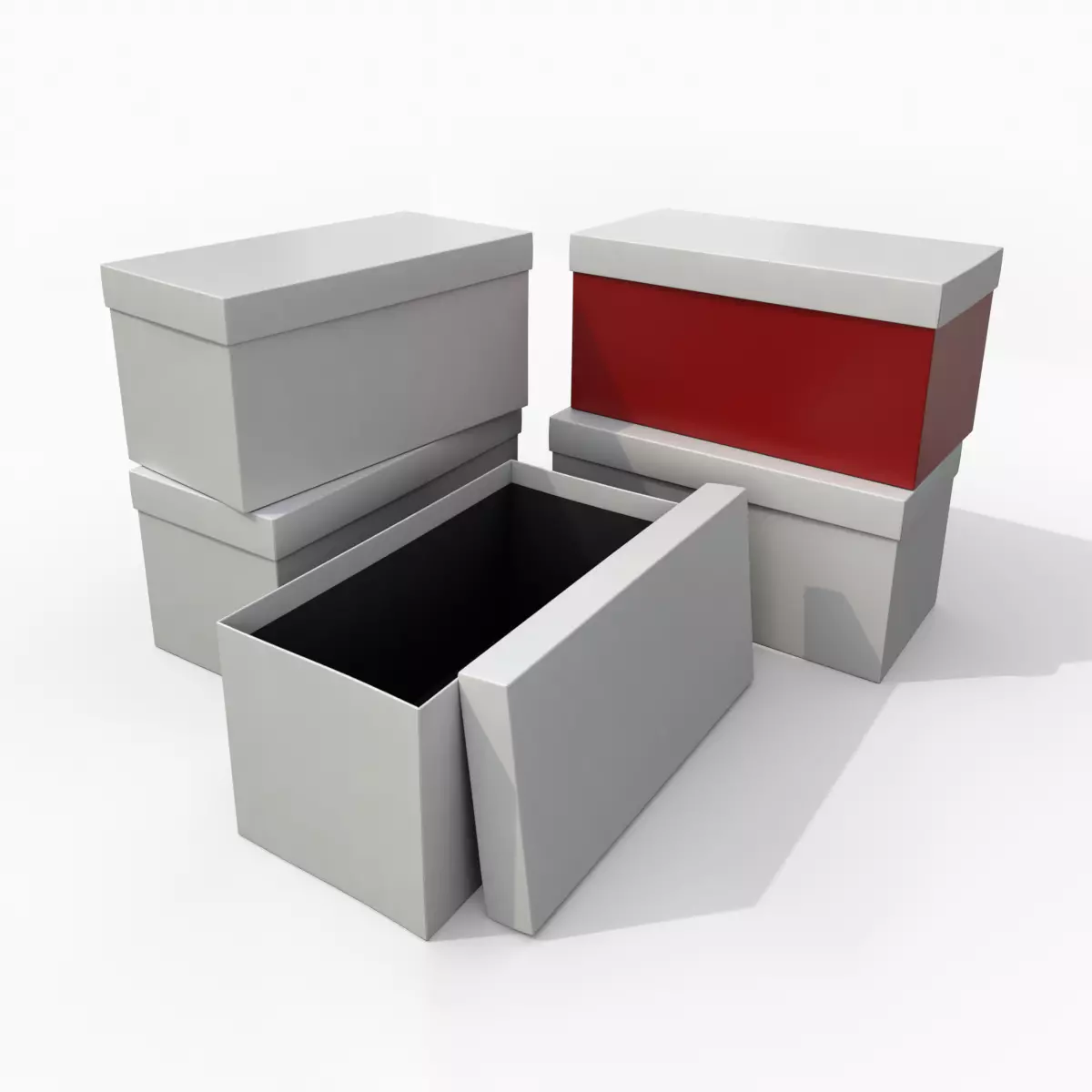 Rigid Box - Rectangular with Lift-Off Lid Low-poly 3D model