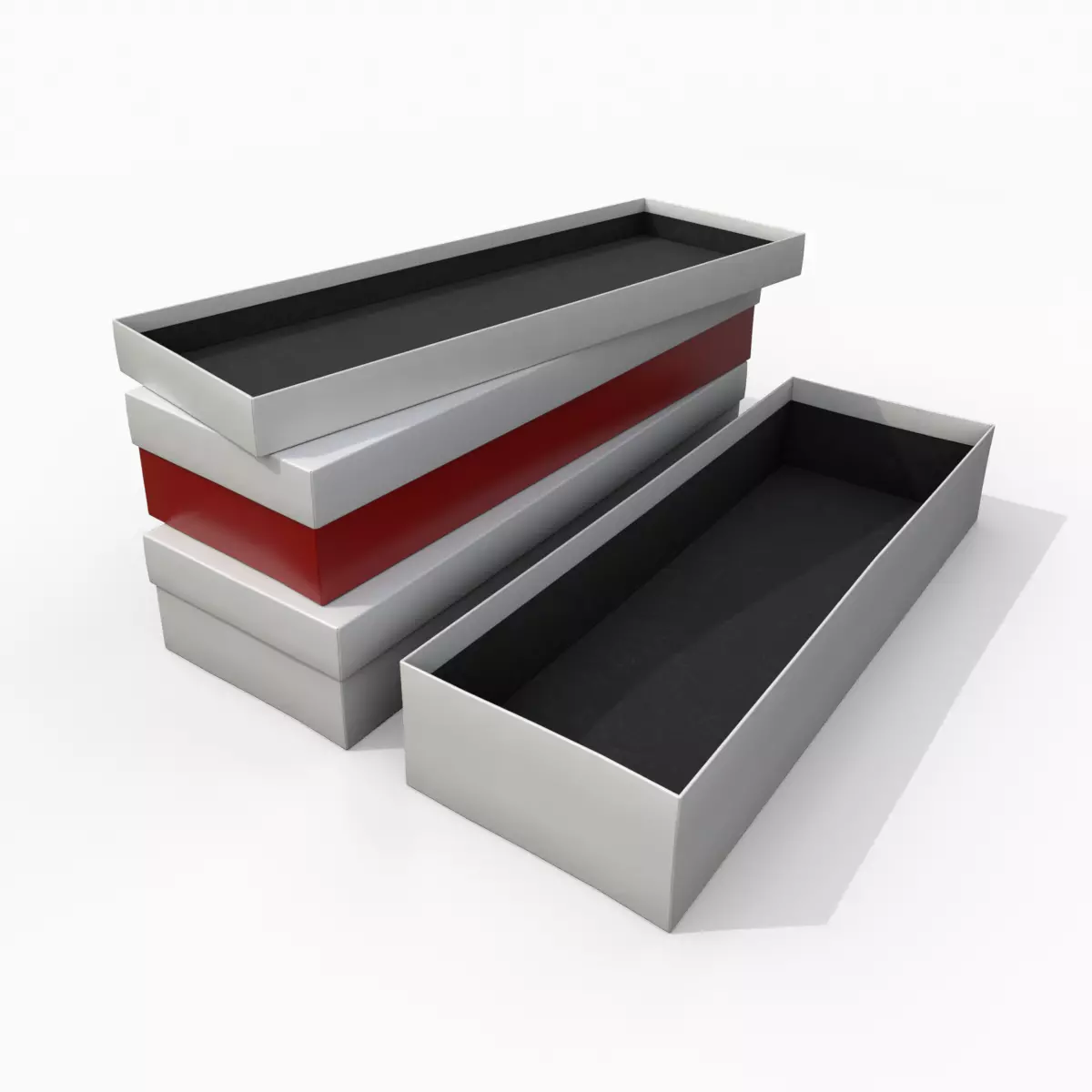 Rigid Box - Long Rectangular with Lift-Off Lid Low-poly 3D model