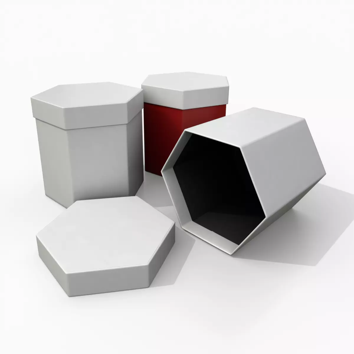 Rigid Box - Hexagon with Lift-Off Lid Low-poly 3D model