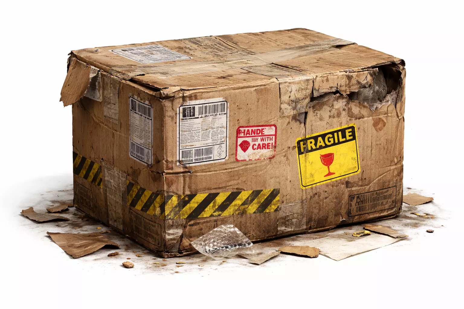 Damaged Shipping Cardboard Box - Dirty Used Package - PBR Low-poly 3D model
