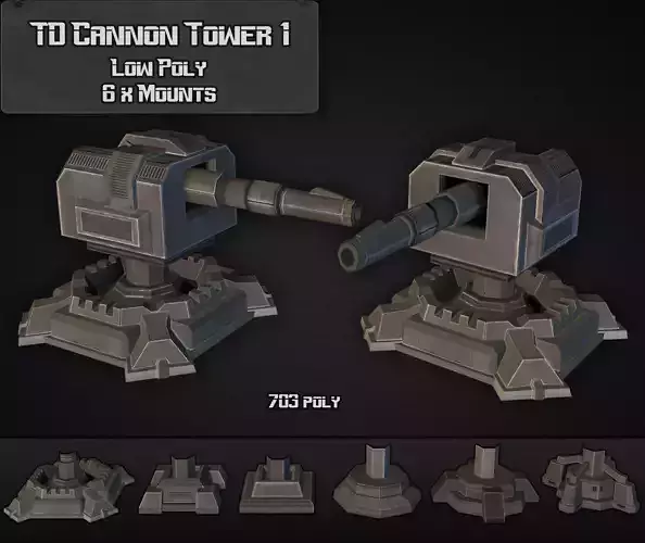 TD Cannon Tower 01 Low-poly 3D model
