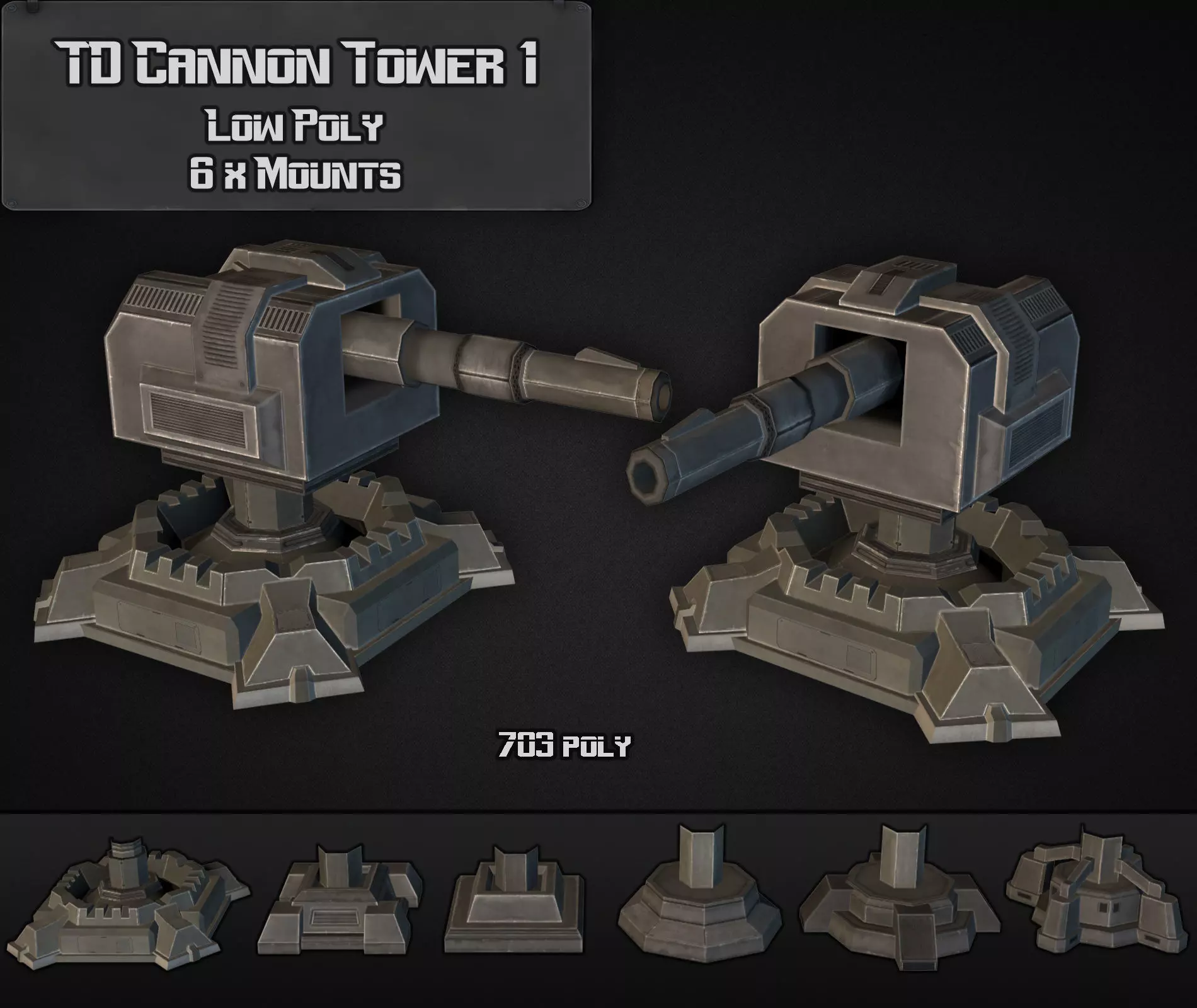 TD Cannon Tower 01 Low-poly 3D model_0
