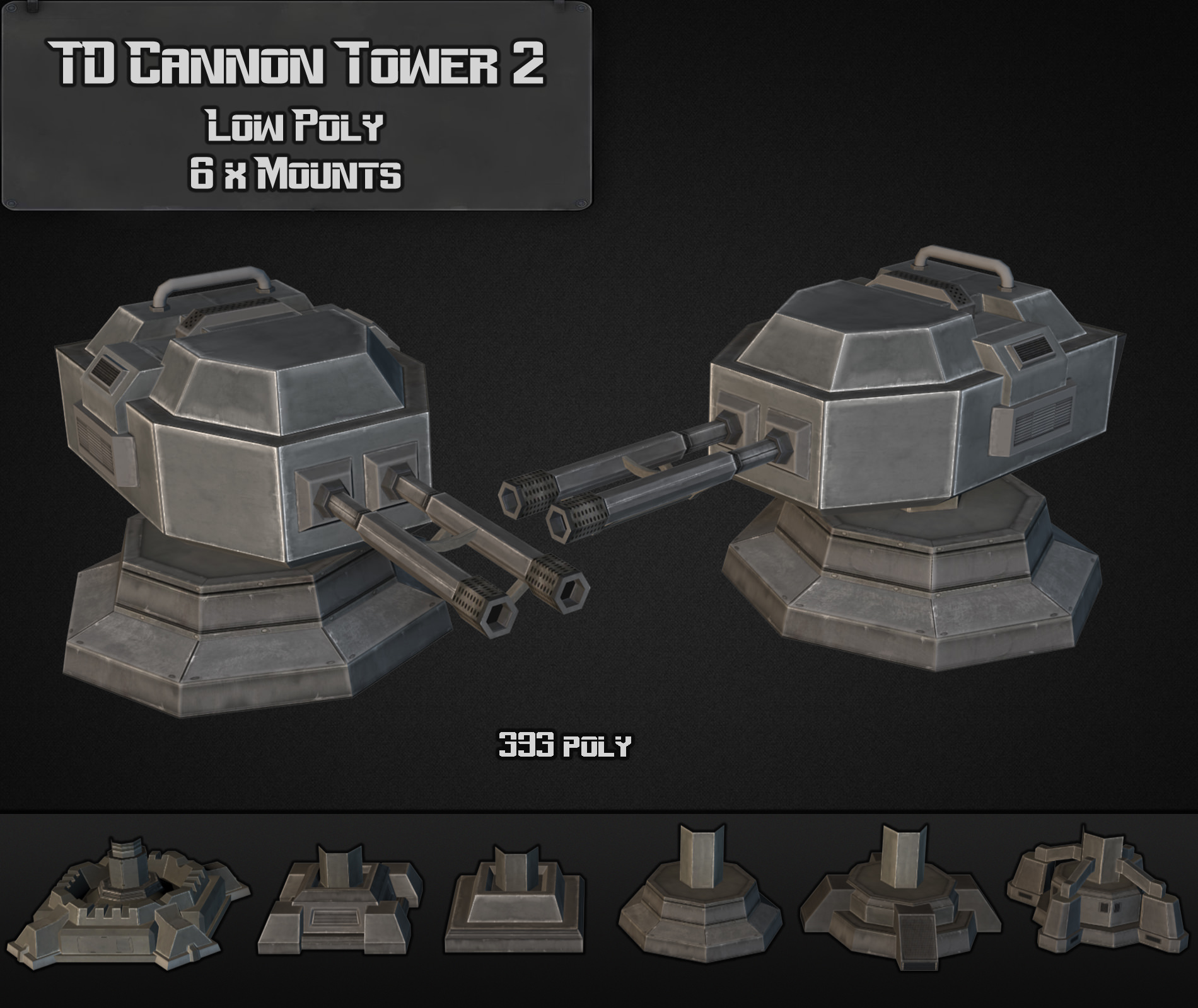 TD Cannon Tower 02 Low-poly 3D model_1