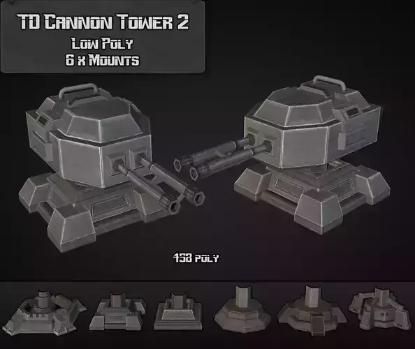 TD Cannon Tower 02 Low-poly 3D model