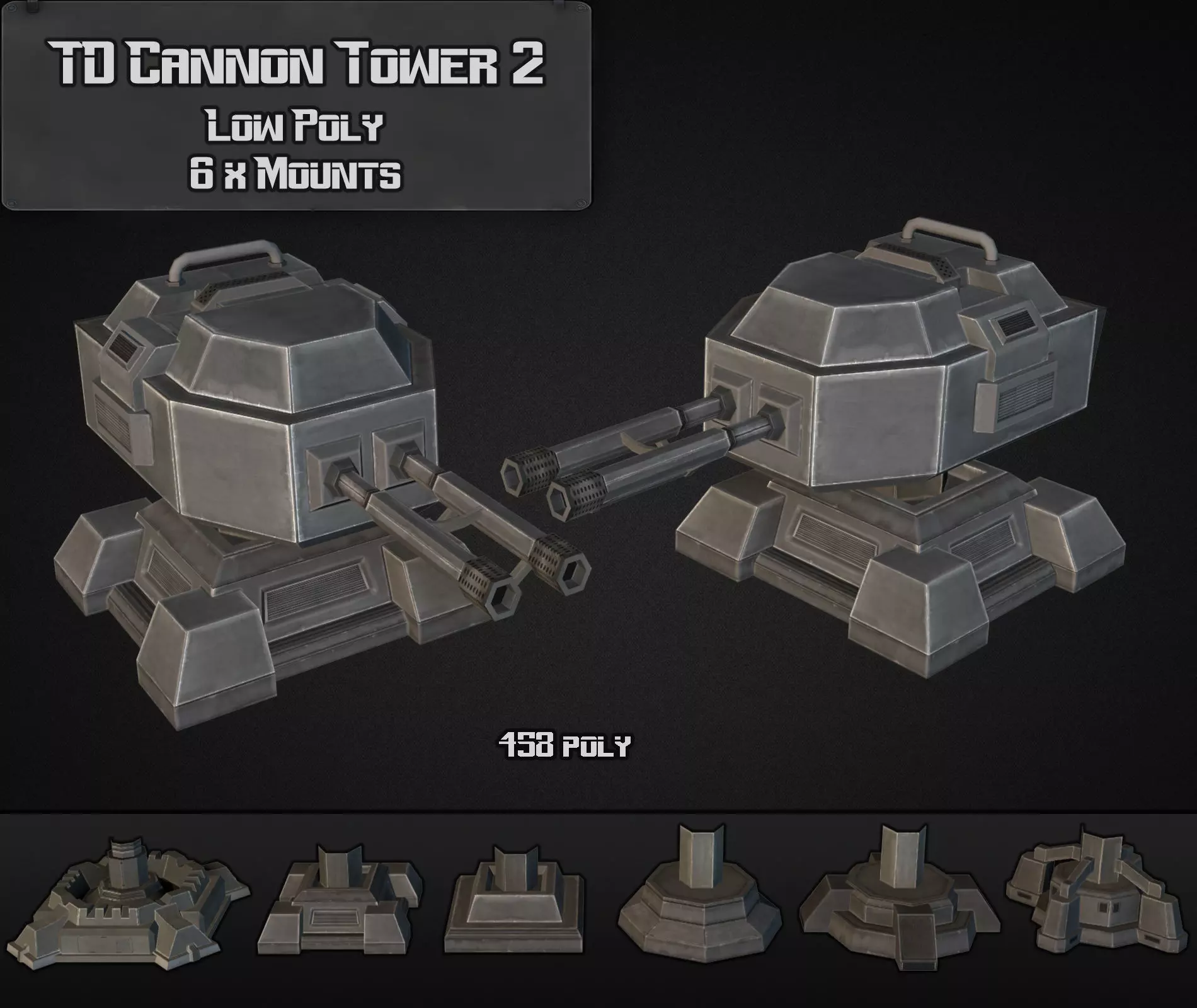 TD Cannon Tower 02 Low-poly 3D model_0