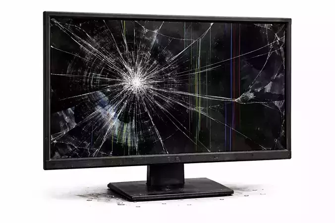 Broken Monitor Screen - Damaged LCD Display - Low Poly PBR