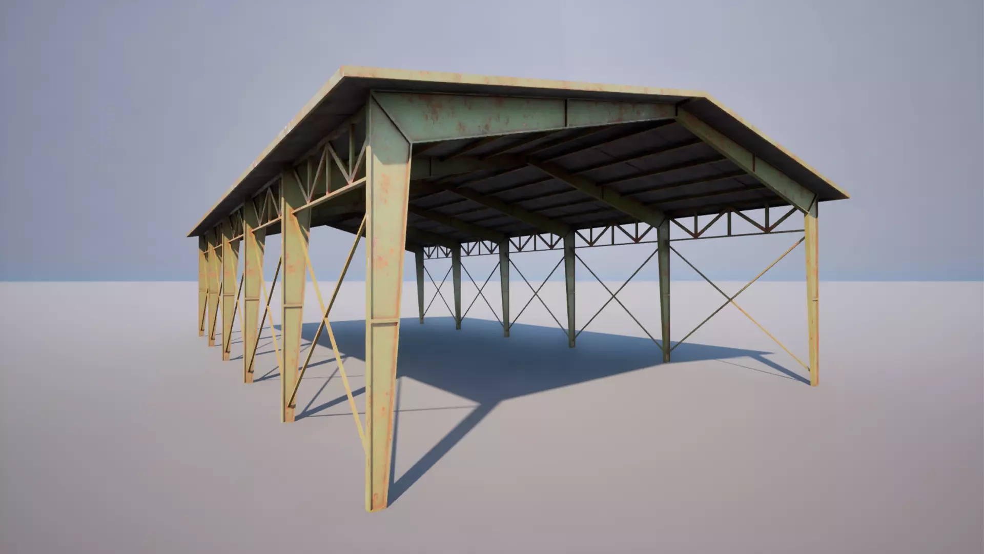 Hangar Military Warehouse Garage game ready Low-poly 3D model