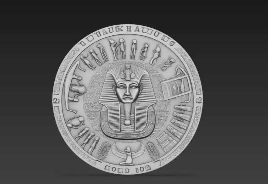Ancient Egyptian Hieroglyphic Coin - Pharaoh Symbolic Relief 3D print model