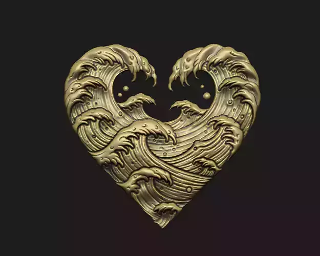 Heart printing ready jewelry casting CNC milling artisan waves