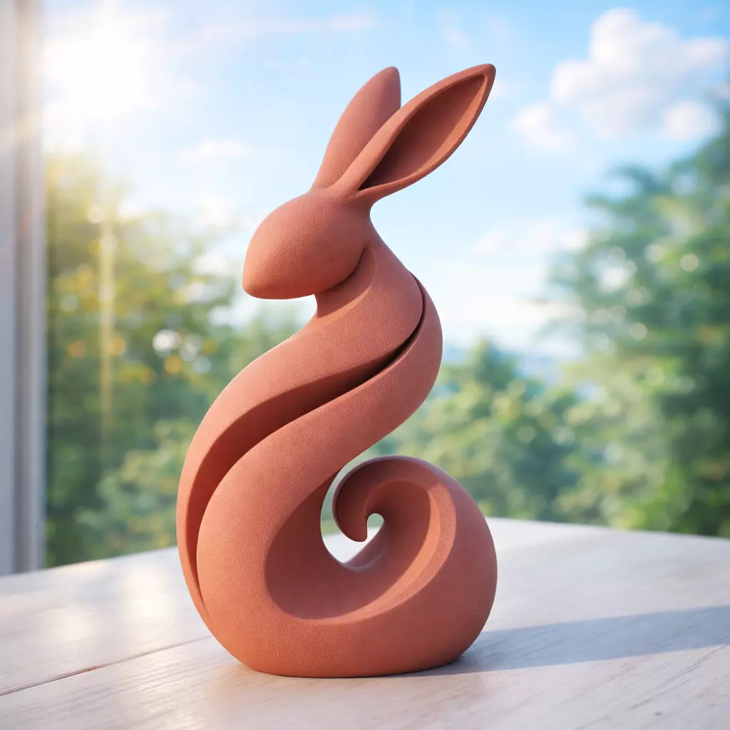 Easter Bunny Decor Modern Minimal Rabbit Sculpture 3D print model