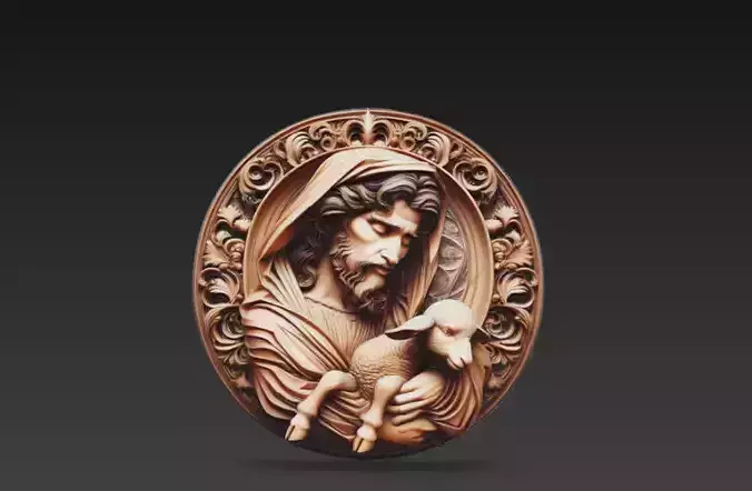 Jesus Christ Good Shepherd Relief - Sacred Christian Wall Plaque