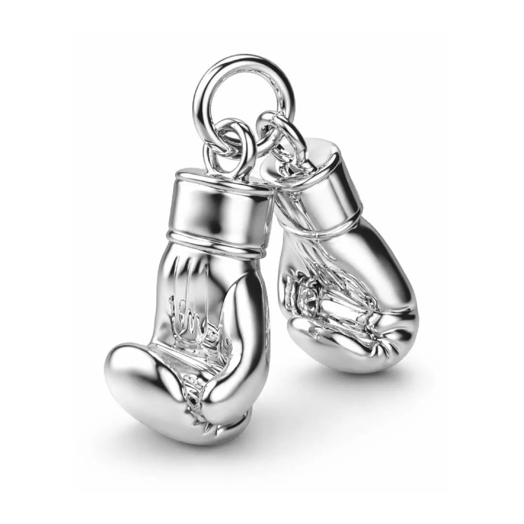Silver Boxing Gloves Pendant Charm Realistic Jewelry 3D Model 3D print model
