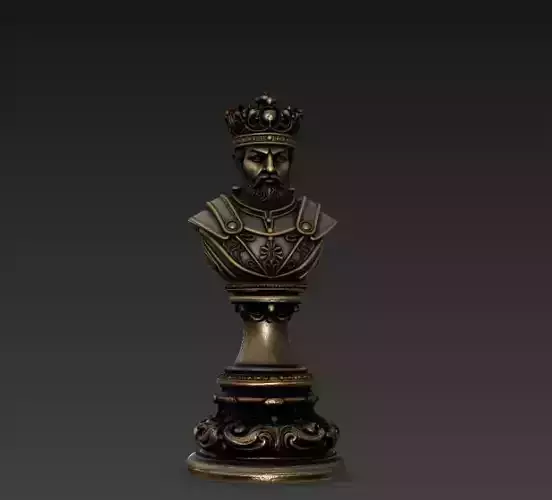 Ornamental Chess King Bust - Royal Crowned King Chess Piece