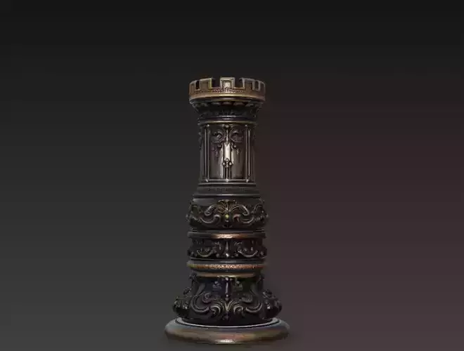 Ornamental Chess Rook Sculpture - Decorative Castle Chess Piece