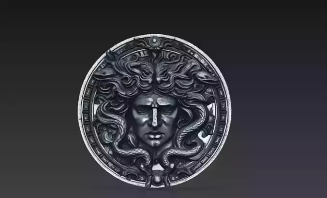 Medusa Coin Relief - Greek Mythology Gorgon Medallion