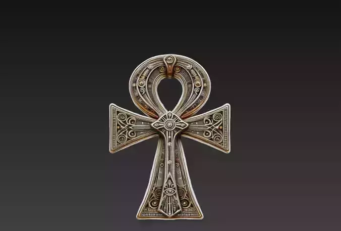 Egyptian Ankh Symbol Relief - Sacred Ancient Cross 3D Model