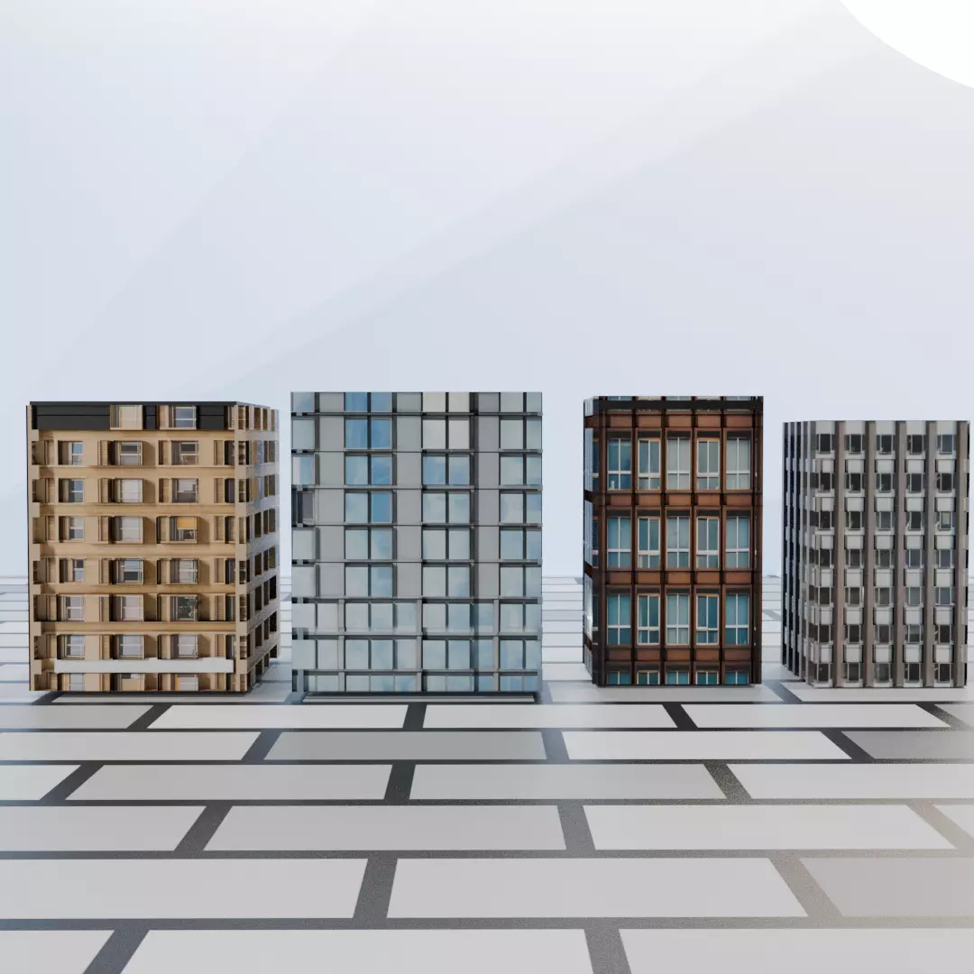 Modern City Buildings Pack Low-poly 3D model