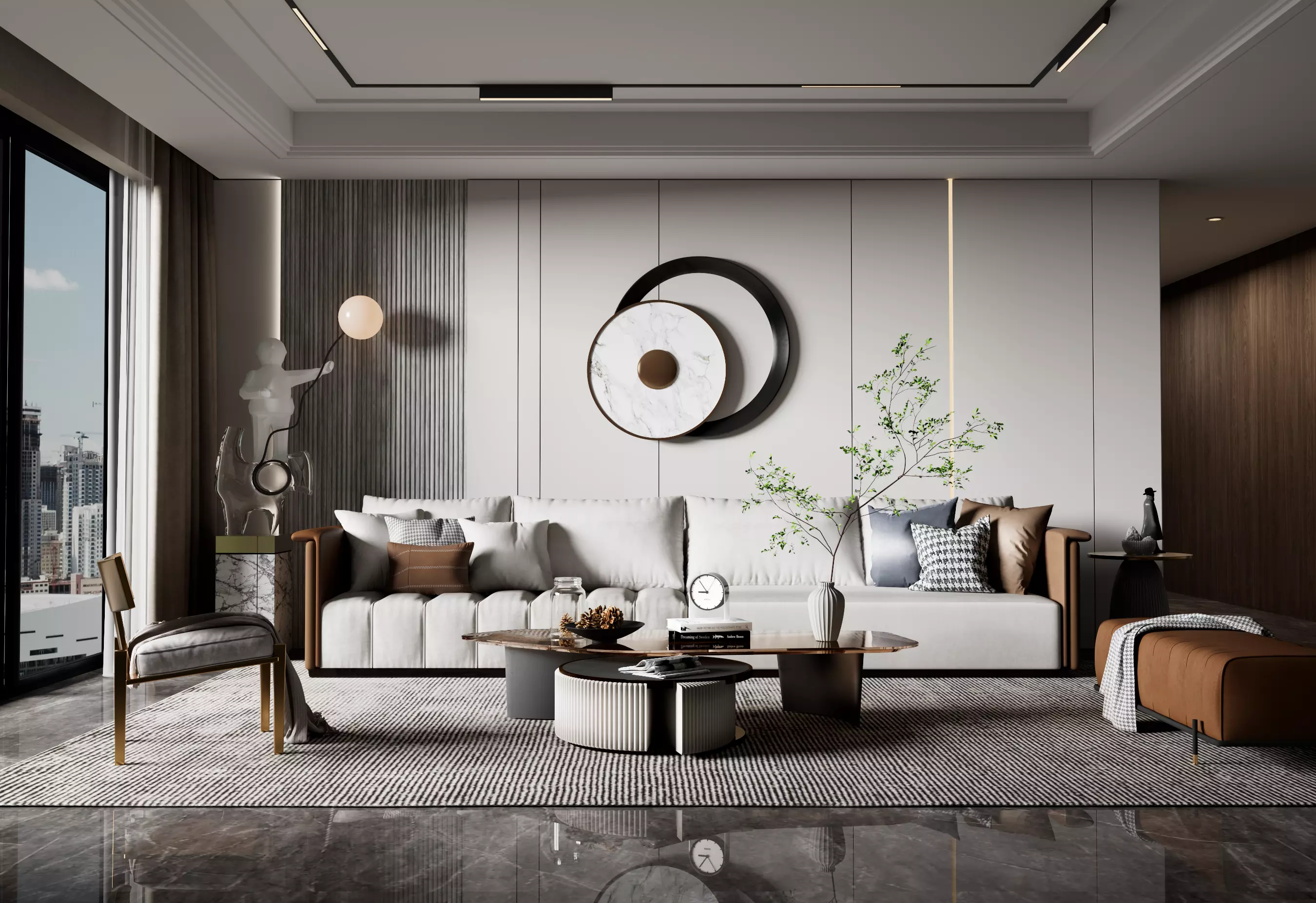 Modern Minimalist Living Room Interior Scene Cinema 4D RS 3D model