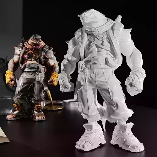 Shark Mercenary Warrior Apocalyptic Anthropomorphic Shark