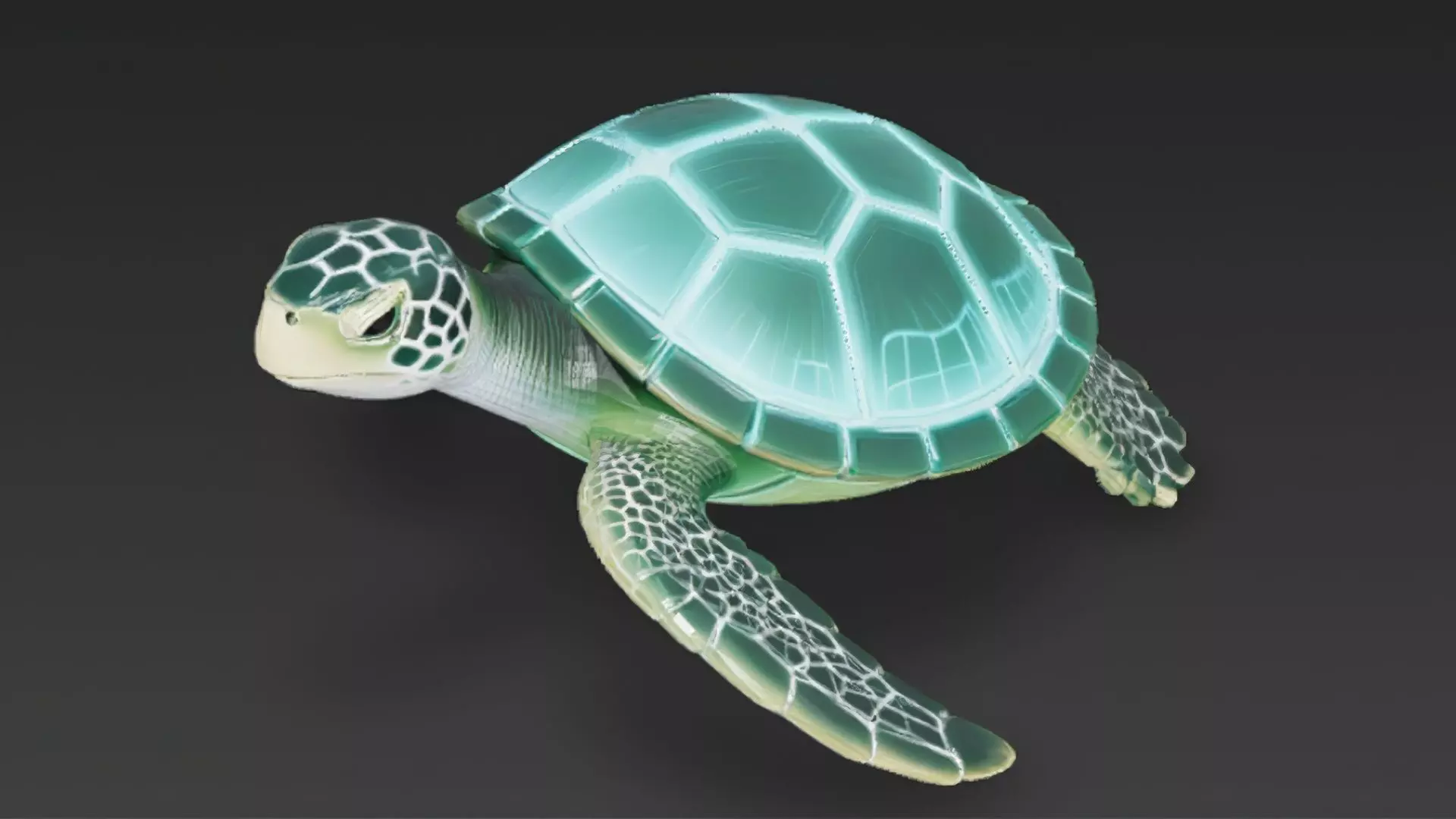 Cartoon Cyberpunk Sea Turtle Low-poly 3D model