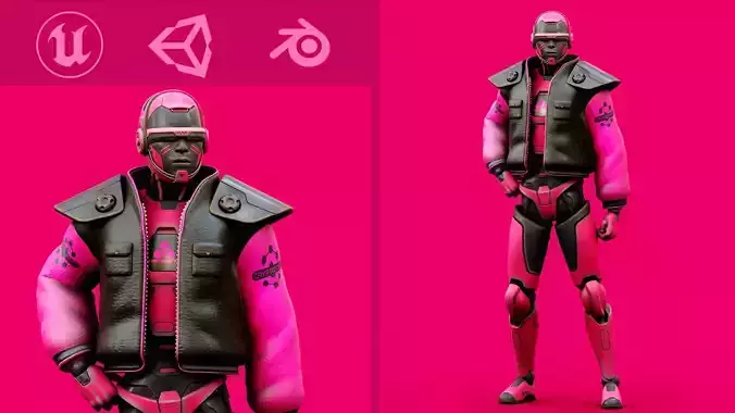 CYBORGTOPIA B-27  Rigged for Unreal Engine - Unity - MIXAMO