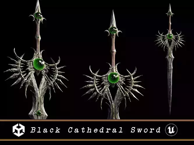 Medieval Black Cathedral Sword 