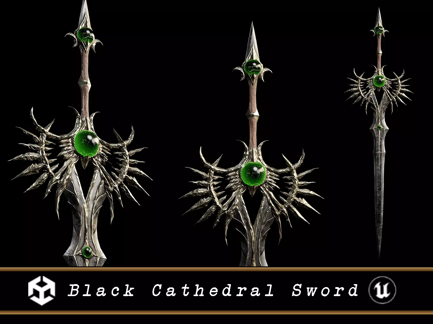 Medieval Black Cathedral Sword Low-poly 3D model