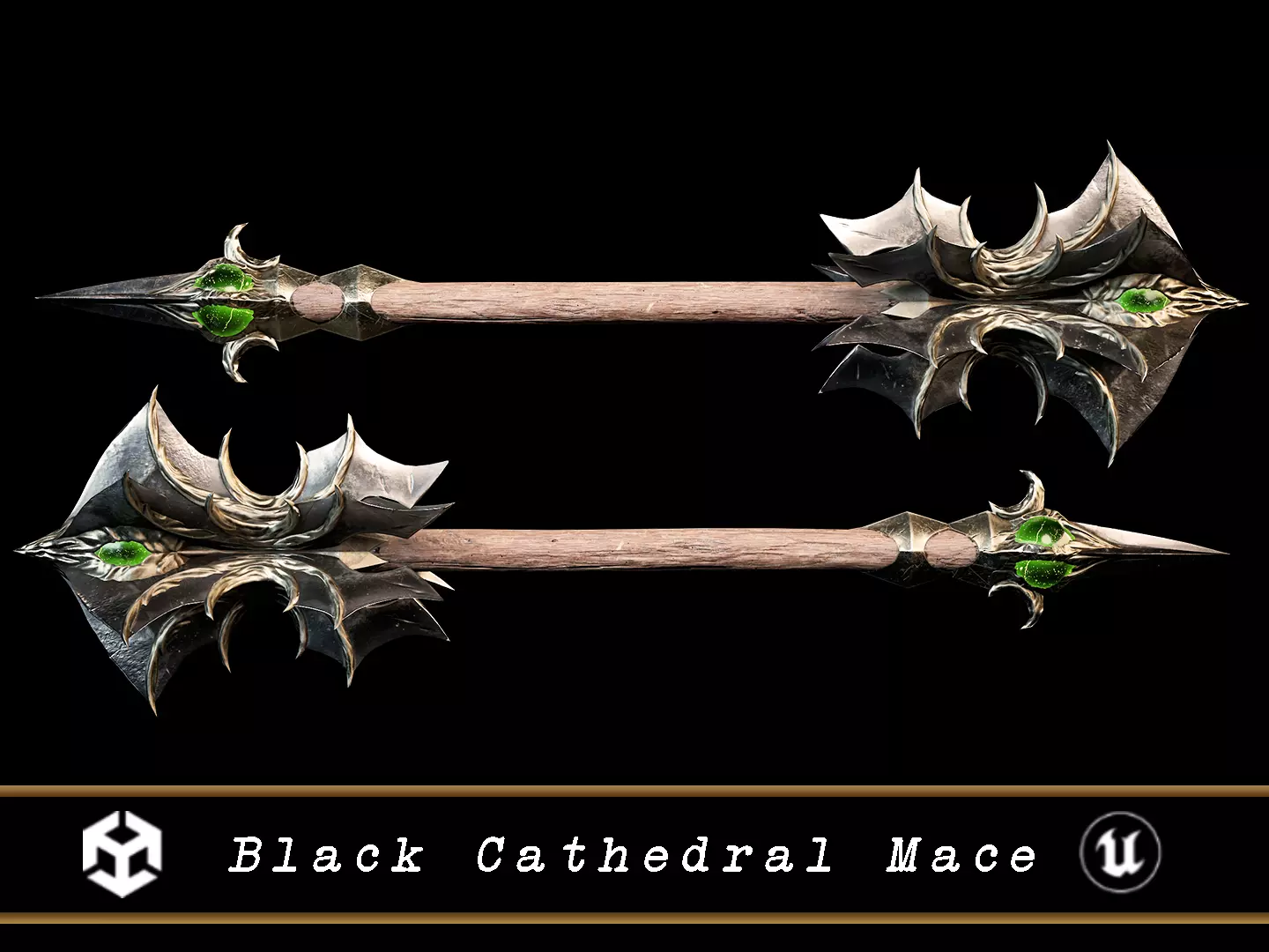 Medieval Black Cathedral Mace Low-poly 3D model