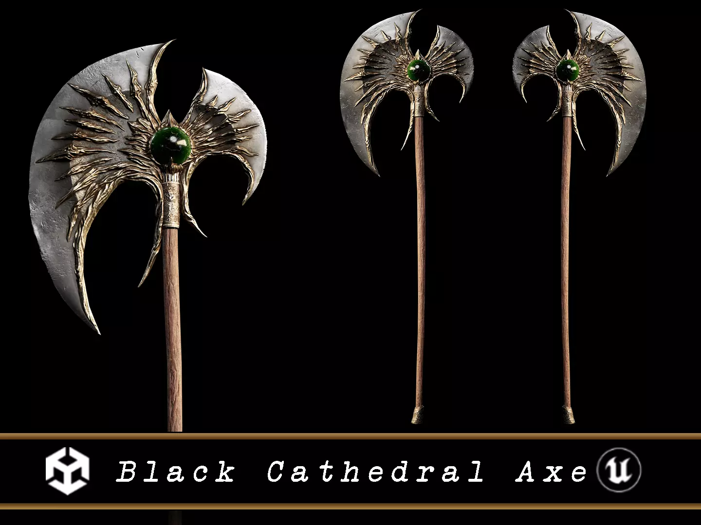 Medieval Black Cathedral Axe Low-poly 3D model