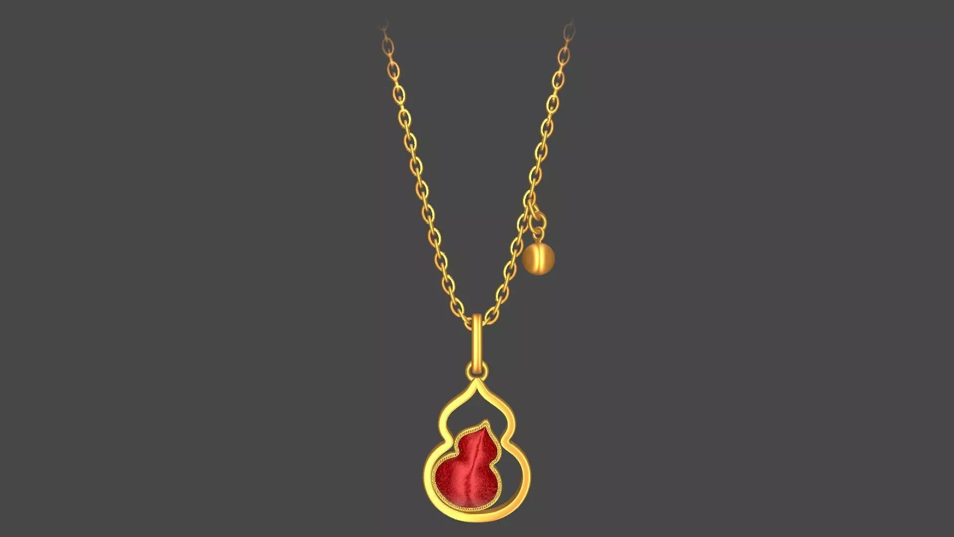 Gourd-shaped gold necklace 3D model