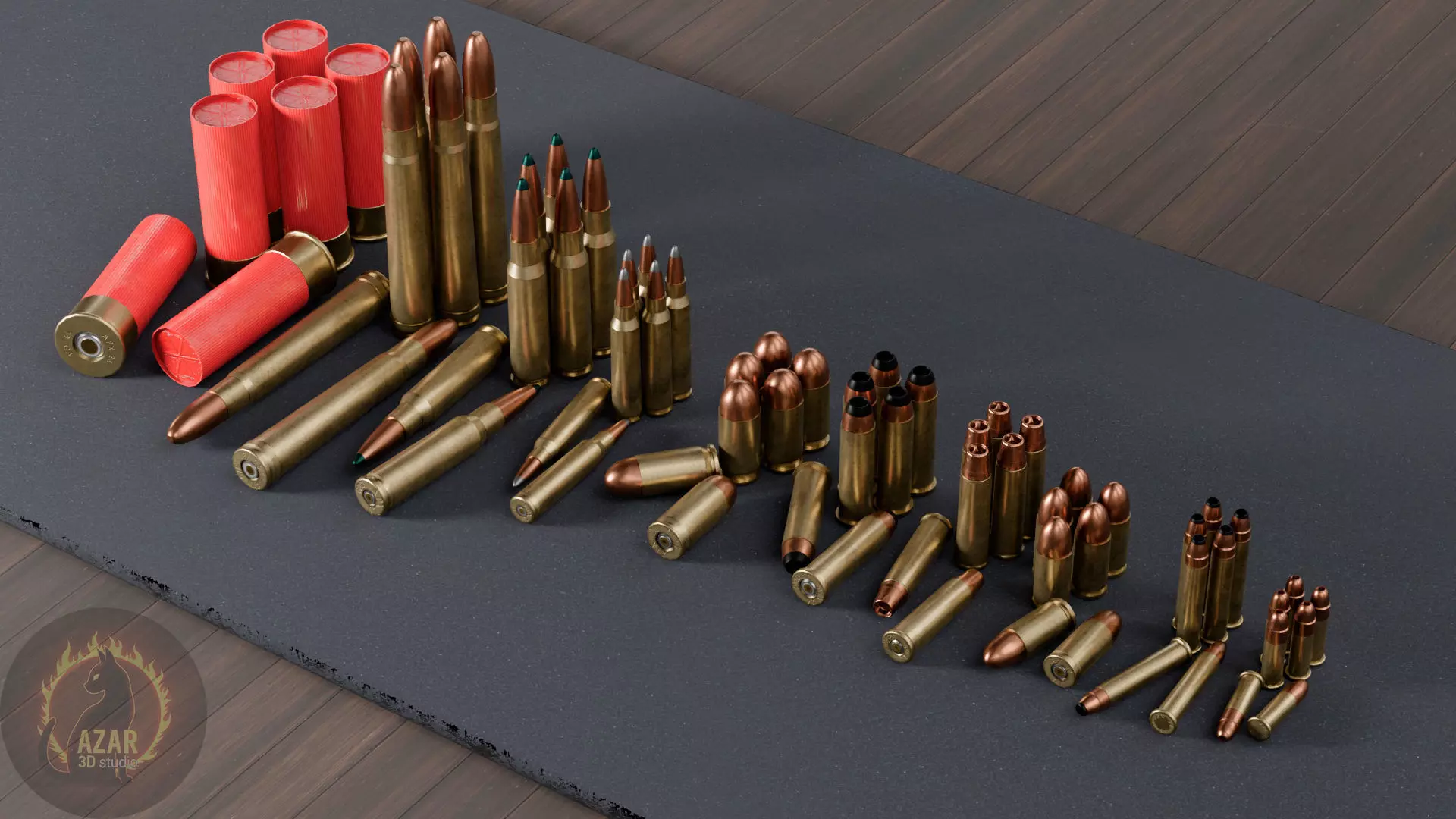 Ammo Pack APX 26 10 Calibers Game Ready PBR Low-poly 3D model