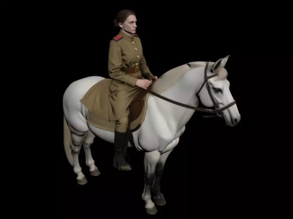 Soviet Union soldier female soldier cavalry 3D model