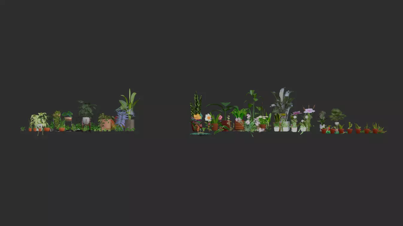 Plant Set 3D Model Free Plan Blender Free low-poly 3D model