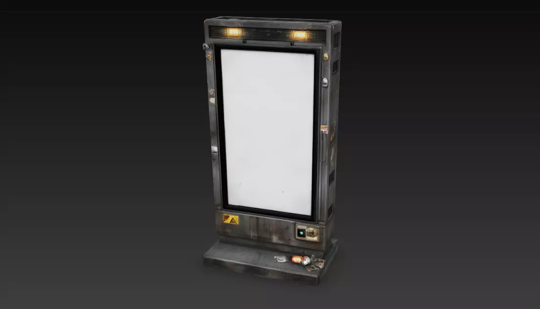 Grungy Industrial Billboard Display - PBR Game Ready Low-poly 3D model