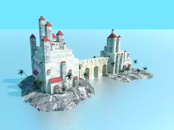 low poly sea castle