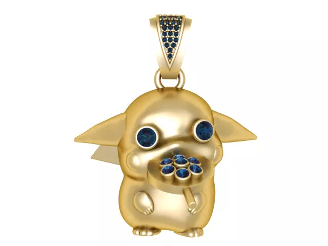 The Best Selle Custom Pika-Grogu Hybrid Pendant - Iced Out 3D print model