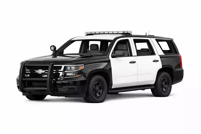 Chevrolet Tahoe Police SUV Low Poly Partial Interior Model