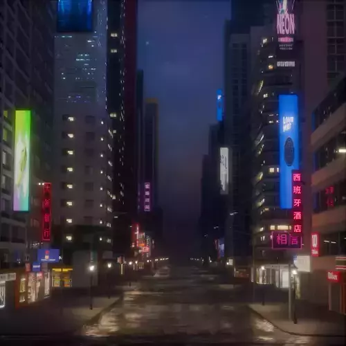 city night skyscraper street Low-poly 3D model 6