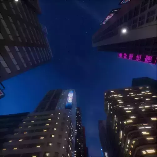 city night skyscraper street Low-poly 3D model 3