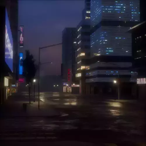 city night skyscraper street Low-poly 3D model 4