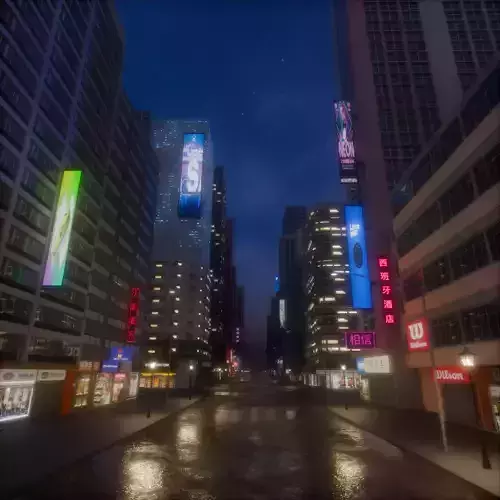 city night skyscraper street Low-poly 3D model 2