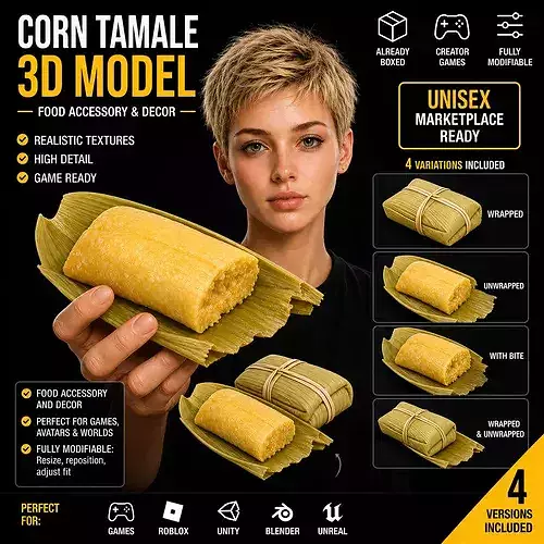 Ultra Realistic Corn Tamale Pack Game Ready Food Asset Low-poly 3D model