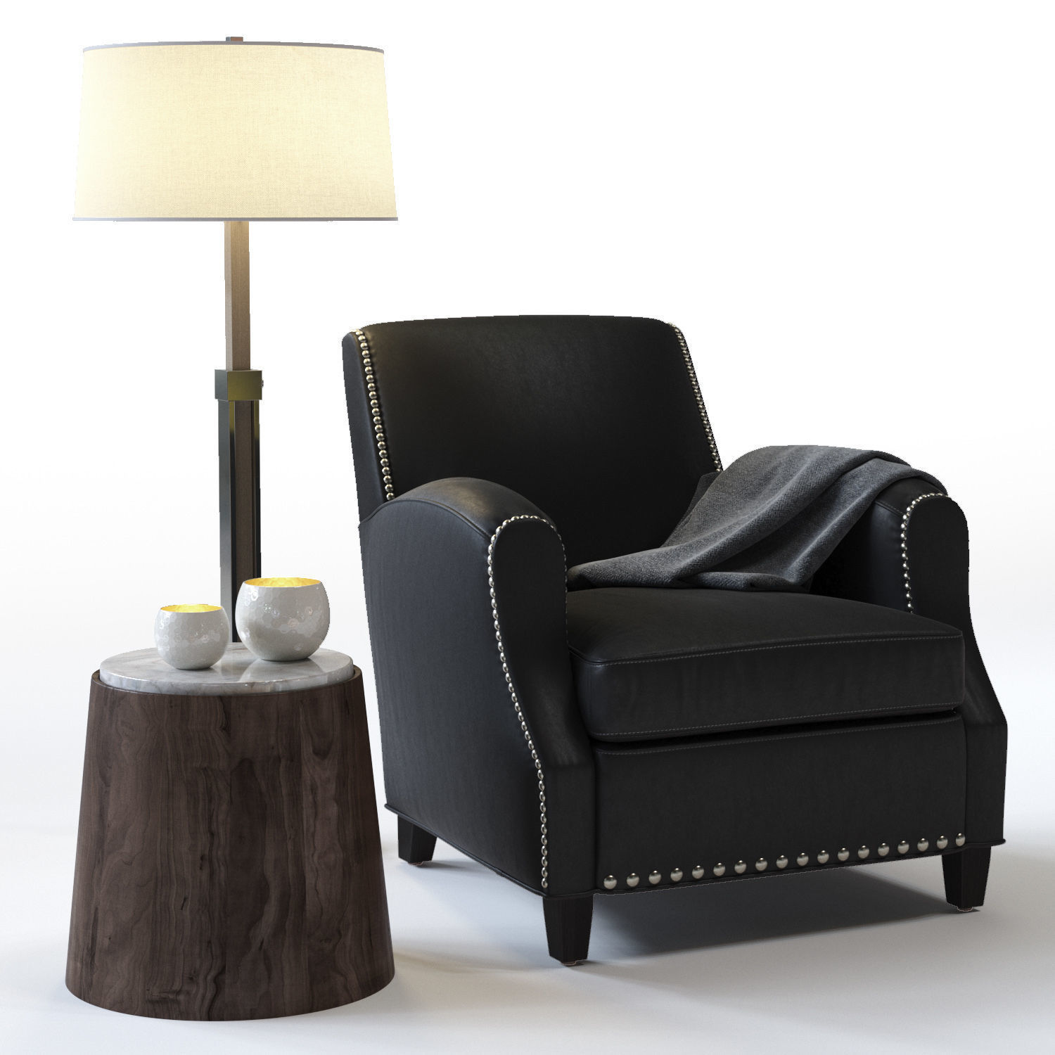 Crate and Barrel Metropole Leather Chair Low-poly 3D model_2