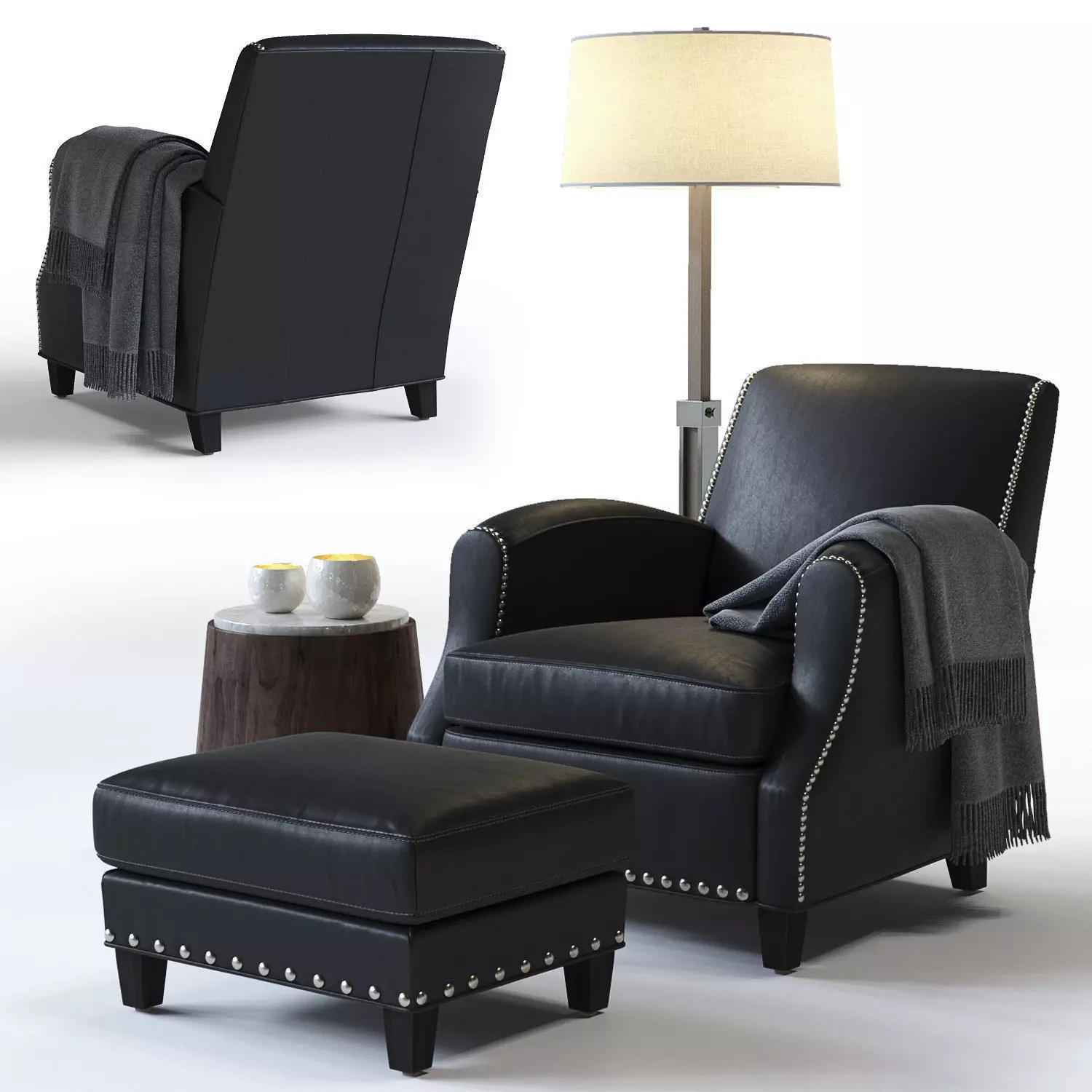 Crate and Barrel Metropole Leather Chair Low-poly 3D model_0