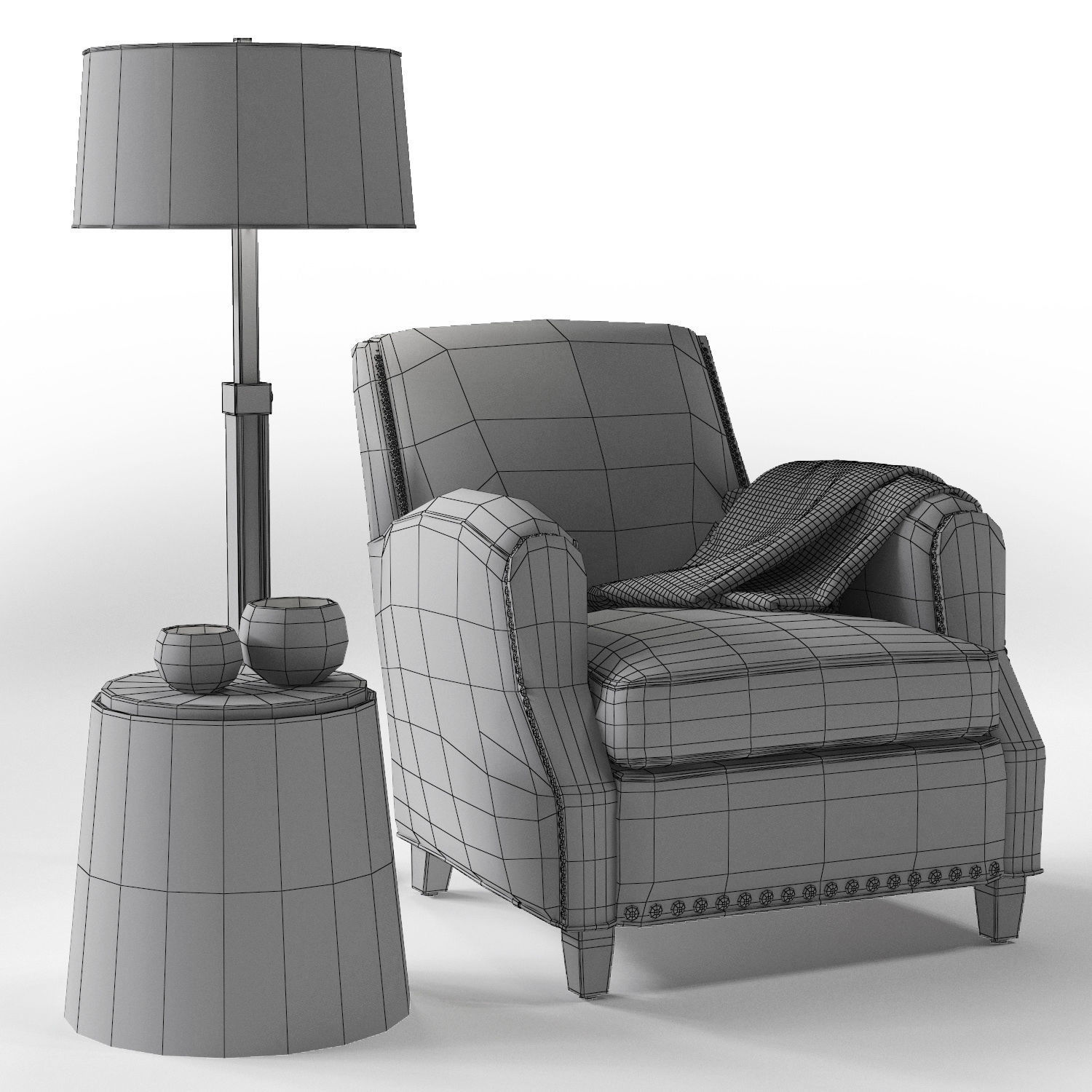 Crate and Barrel Metropole Leather Chair Low-poly 3D model_7