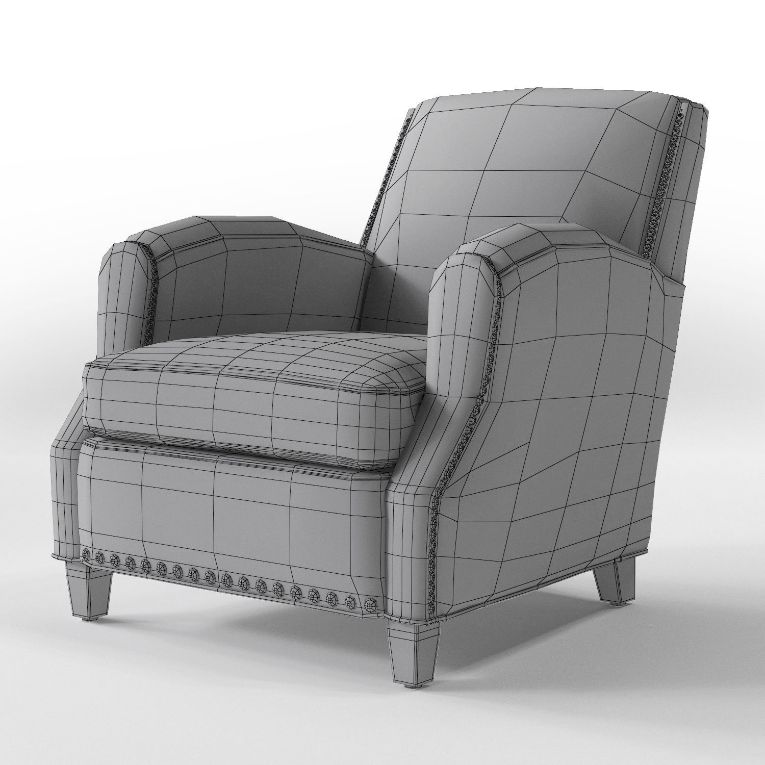 Crate and Barrel Metropole Leather Chair Low-poly 3D model_8