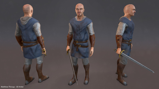 The Lonely Templar Low-poly 3D model