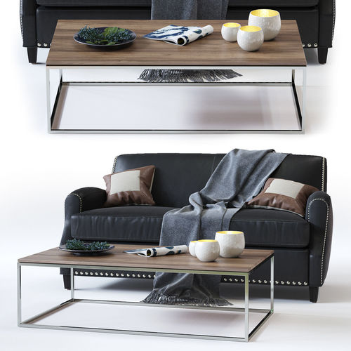 Crate and Barrel Metropole Leather Loveseat Low-poly 3D model