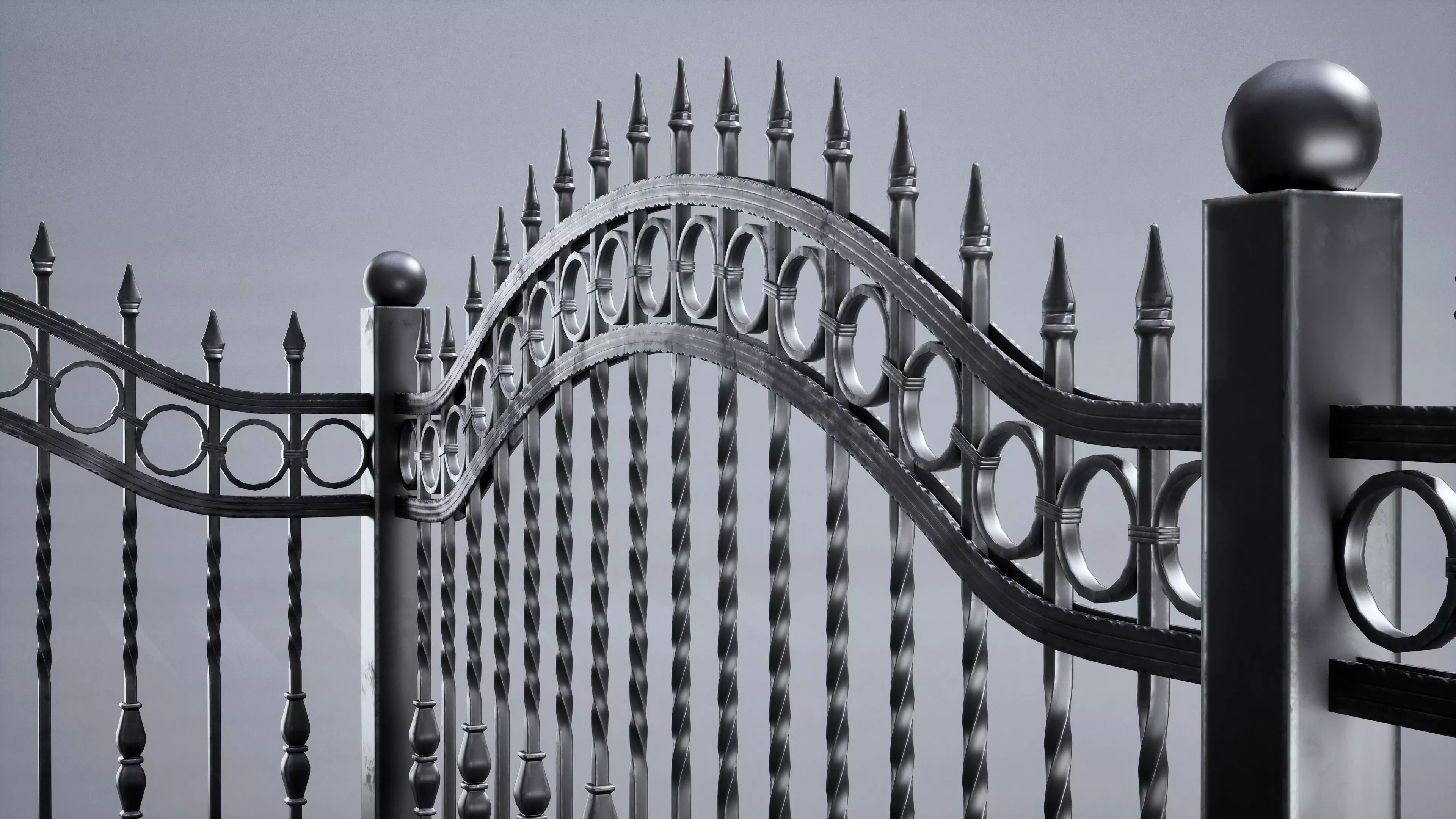 Steel Fence Free low-poly 3D model